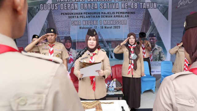 Fatmawati Rusdi Kukuhkan Pembimbing dan Pembina Ambalan Pramuka Oryza Sativa