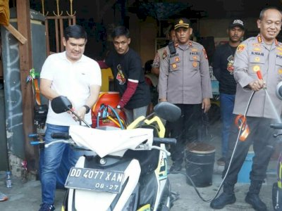 Camat Ari Fadli Hadiri Peresmian Cuci Motor Pajama Barakka Binaan Kapolsek Mamajang