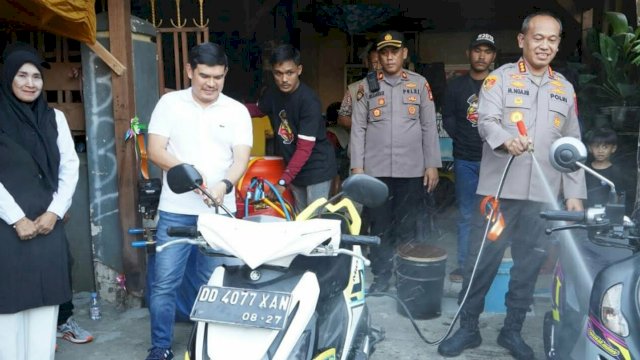 Camat Ari Fadli Hadiri Peresmian Cuci Motor Pajama Barakka Binaan Kapolsek Mamajang