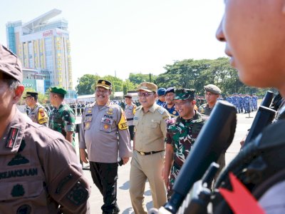 Danny Pomanto, Kapolda Sulsel dan Pj Gubernur Kompak Gelar Pasukan Mantap Brata Menuju Pemilu Damai
