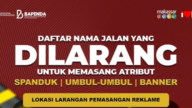 Bapenda Makassar Imbau Larangan Pemasangan Reklame di Jalan Ini