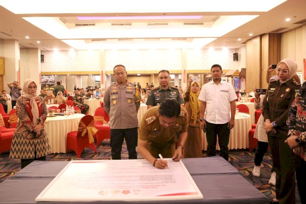 PJ Sekda Makassar Bersama Kapolrestabes dan Dandim Jadi Narasumber di Sosialisasi Pengawasan Pemilu